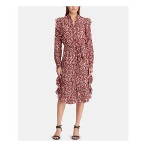 Flower red pink black long sleeve dress Lauren Ralph Lauren size 8 like new